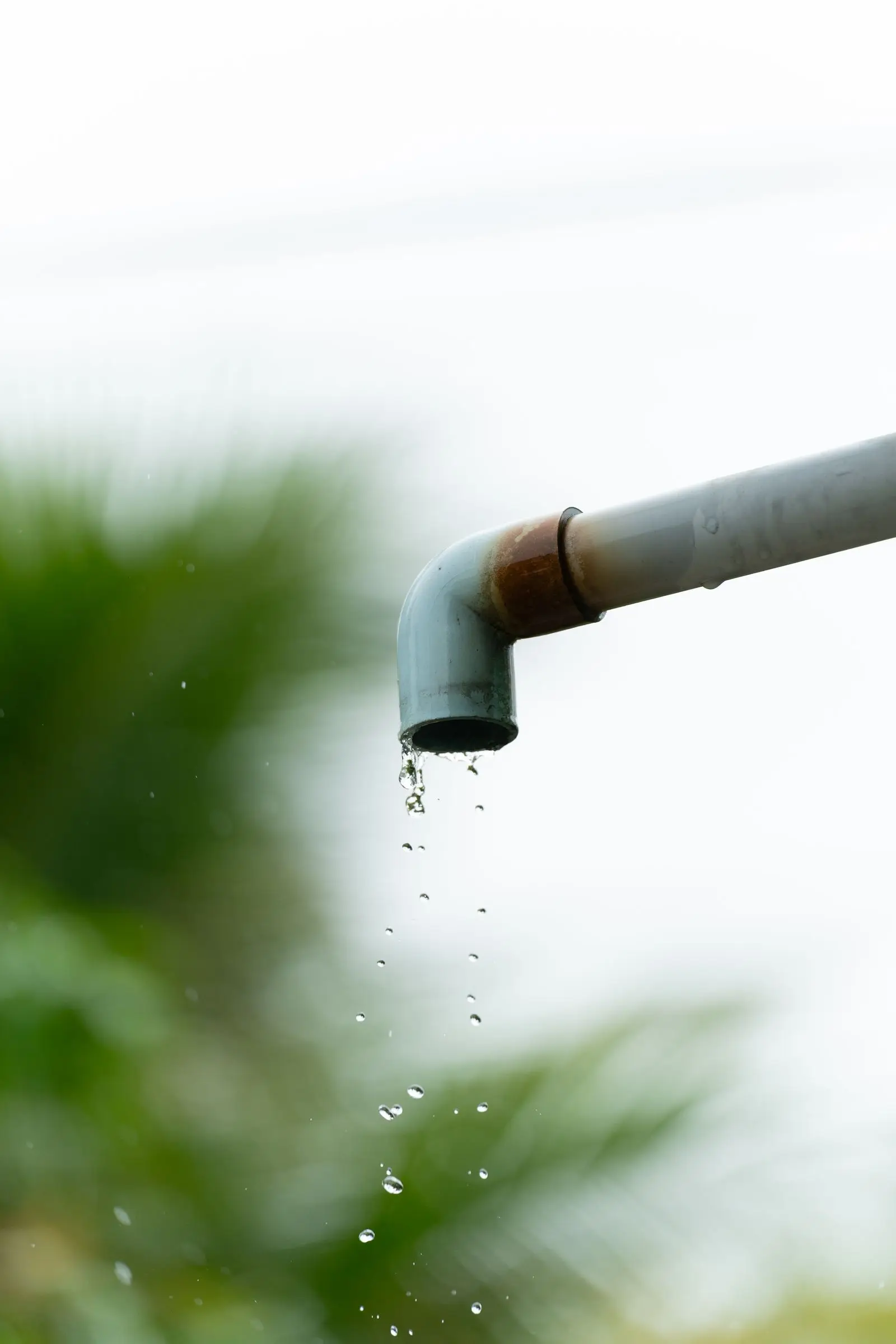 Water dripping from a leaking pipe